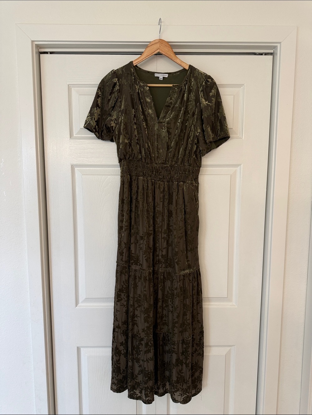 Baltic Born Olive Green V-Neck Maxi Dress